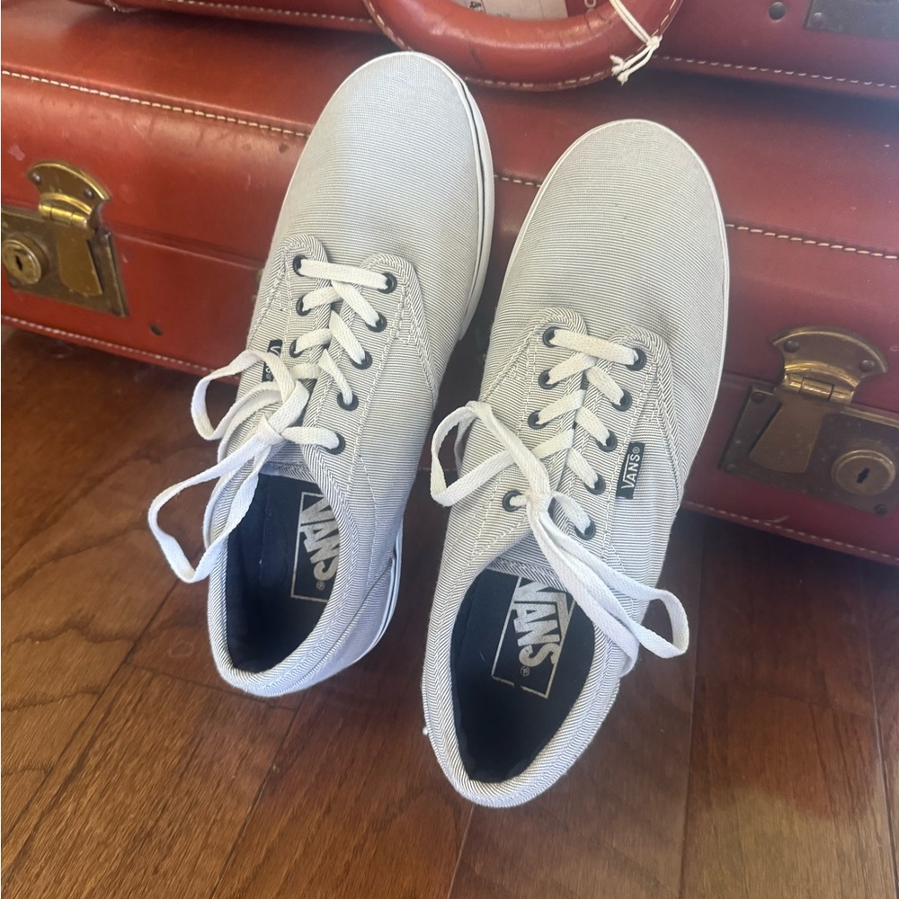 Vans Navy and white pin striped -in great pre owned condition